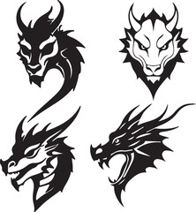 Dragon set of silhouette