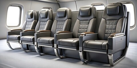 Obraz premium Elegant Aircraft Seating Luxurious Travelers Comfort Anthracite Charcoal
