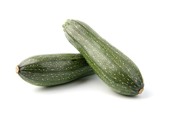 green zucchini vegetables isolated on white.