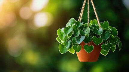 A charming hanging plant with heart-shaped leaves, bringing a touch of nature and tranquility to any space.