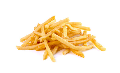 pile of french fries on a white background