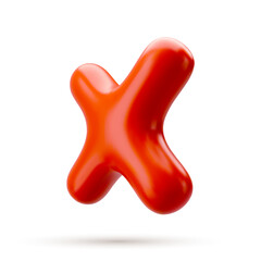 Cross sign 3d Vector illustration. Interface button isolated on white.