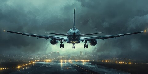 The plane is landing on runway