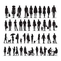 Adult people silhouettes background