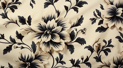 Timeless Black and White Damask Wallpaper Design Generative AI