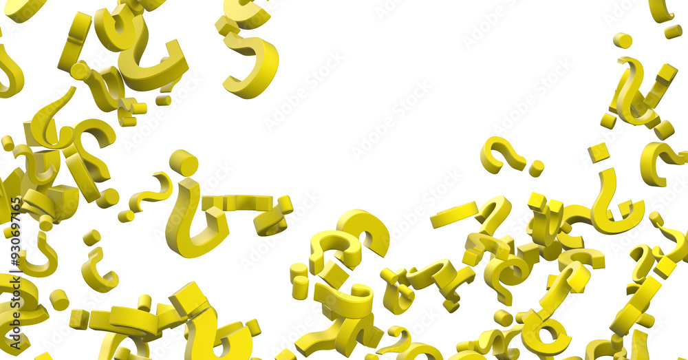 Poster colored question marks background concept. 3D Rendering.
