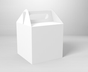 Blank white Take away box mock up isolated on white background, 3d illustration, 3d rendering