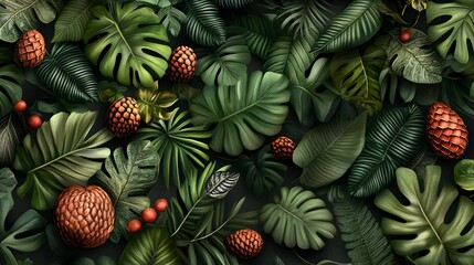 Fototapeta premium Floral, Flowers, Birds, Fruits, Shapes, Abstract Image, Texture, Pattern Background, Wallpaper, Smartphone Cover and Screen, Cell Phone, Computer, Laptop, 9:16 and 16:9 Format