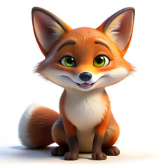 Obraz premium Charming 3D Cartoon Fox with Big Eyes and Playful Expression - Adorable Animal Character