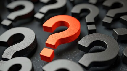 The red question mark stands out against the black, symbolizing urgency and importance.