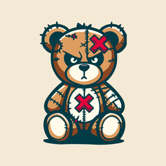 Rebel Teddy Bear Vector Art, Illustration and Graphic