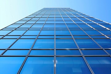 Tall glass skyscraper with a clock on its side