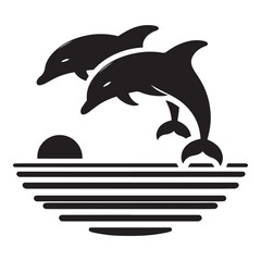 Dolphin silhouette isolated on white, Dolphin vector art, Dolphin silhouette, Dolphin illustration, Dolphin black and white vector, black and white Dolphin, Dolphin black and white vector illustration