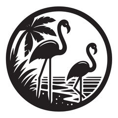 Flamingo silhouette isolated on white, Flamingo vector art, Flamingo silhouette, Flamingo illustration, Flamingo black and white vector, black and white Flamingo, Flamingo black and white vector illus