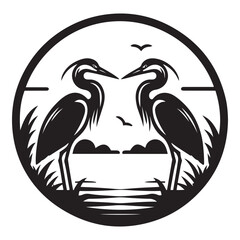 heron silhouette isolated on white, heron vector art, heron silhouette, heron illustration, heron black and white vector, black and white heron, heron black and white vector illustration, 