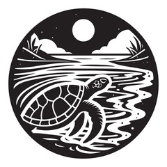 Turtle vector art, Turtle silhouette, Turtle illustration, Turtle black and white vector, black and white Turtle, Sea Turtle silhouette, Turtle black and white vector illustration, 