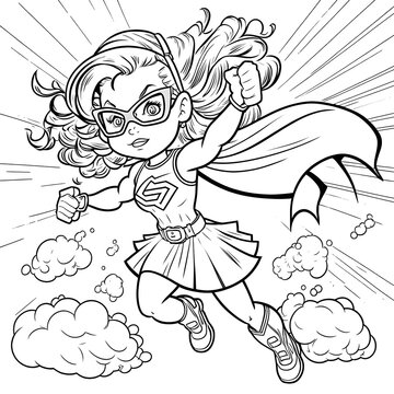 SUPER HEROINE COLORING DRAWING 12