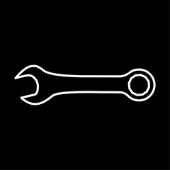 Wrench or spanner icon. Combination wrench with open and ring ends. Vector Illustration