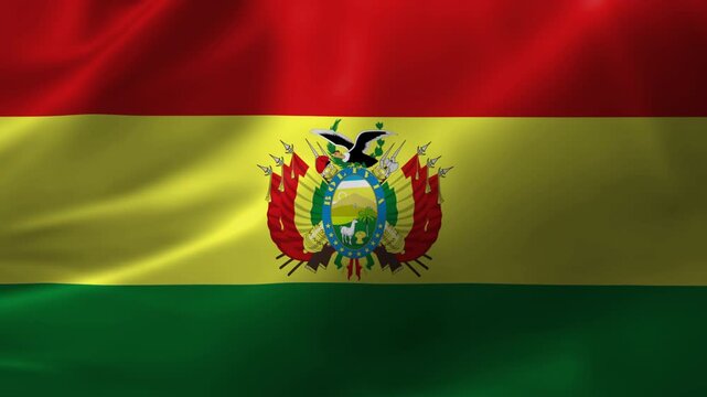 Ultra-HD realistic flag of Bolivia waving in the wind. Seamless loop with highly detailed fabric texture.