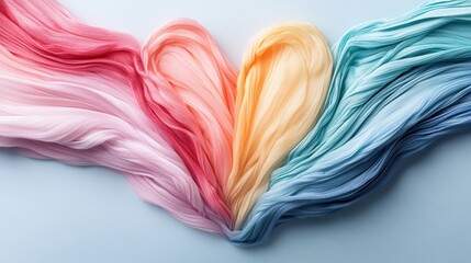 A soft, pastel heart with a gentle gradient of colors including pink, orange, and blue, set against...