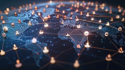 Global business structure of networking. Analysis and data exchange customer connection, HR recruitment and global outsourcing, Customer service, Teamwork, Strategy, Generative Ai