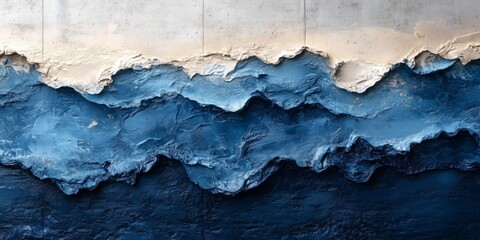 Fototapeta premium Urban Elegance: Indigo and Ivory Collage on Concrete, generative ai