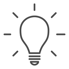 glowing light bulb icon, editable stroke, pixel perfect