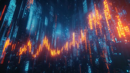 This abstract stock market chart displays statistics, prices falling, and stock market crashes. It also shows the inflation rate and the economy in general.
