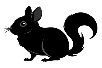 Beautiful chinchilla silhouette black vector art illustration 