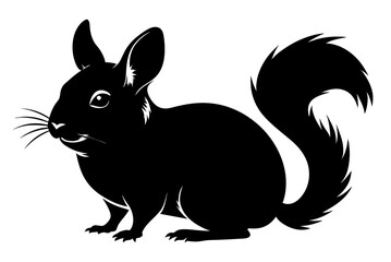 Beautiful chinchilla silhouette black vector art illustration 