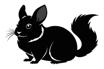 Beautiful chinchilla silhouette black vector art illustration 