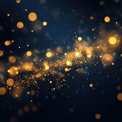 Obraz premium abstract background with Dark blue and gold particle. Christmas Golden light shine particles bokeh on navy blue background. Gold foil texture. Holiday