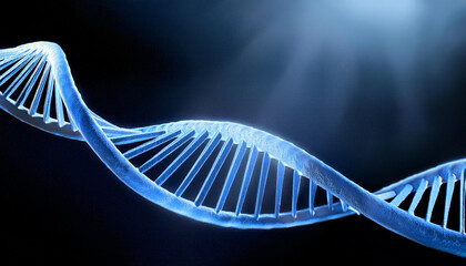 vibrant blue helix structure of human DNA, intricately twisted and spiraled, representing the fundamental building blocks of life with a visually striking, molecular precision