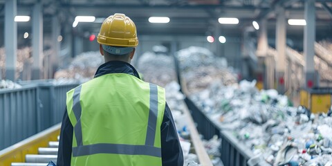 Worker In Waste Recycling Plant.