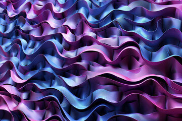 Abstract background with flowing blue and purple satin fabric