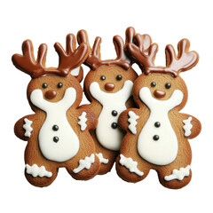 gingerbread reindeer cookie biscuit , isolated, cut out.