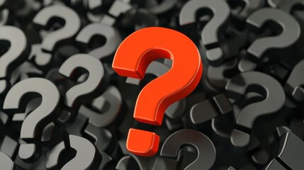 The red question mark stands out against the black, symbolizing urgency and importance.