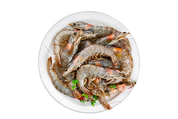 shrimp raw seafood prawns natural food fresh appetizer meal food snack on the table copy space food background rustic keto or paleo diet Pescetarian
