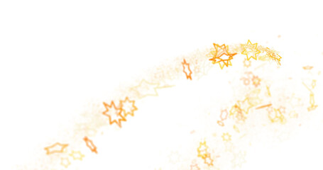 Fototapeta premium Banner with golden decoration. Festive border with falling glitter dust and stars.