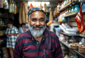 Obraz premium Indian Man on the Street with a Smile on Face