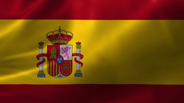 Ultra-HD realistic flag of Spain waving in the wind. Seamless loop with highly detailed fabric texture.