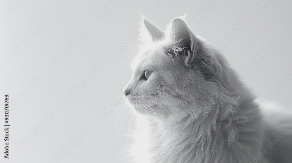 Wall mural White feline on white backdrop