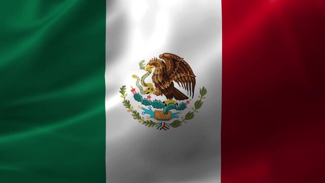 Ultra-HD realistic flag of Mexico waving in the wind. Seamless loop with highly detailed fabric texture.