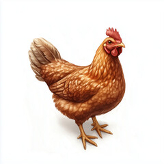 Fototapeta premium Illustration of a Brown Hen Isolated on White Background 
