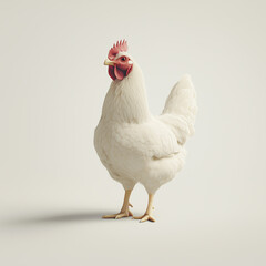 Realistic Illustration of a White Hen Isolated on Light Background
