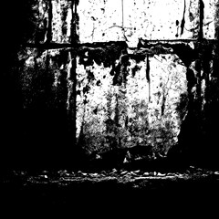 Distressed Concrete Wall With Crumbling Debris and High Contrast Grunge Texture