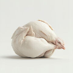 Whole Raw Chicken with Skin on White Background
