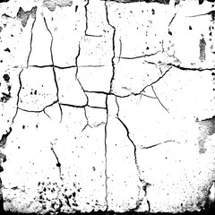 Cracked Concrete Surface With Distressed Grunge Texture in Black and White