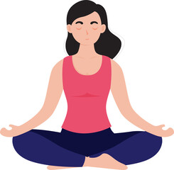 woman meditate for health illustration design transparency background