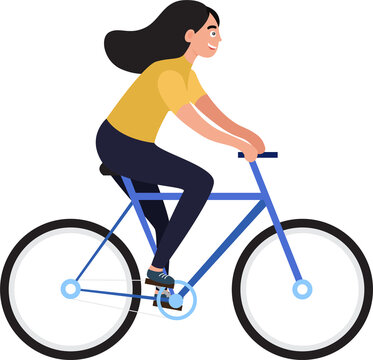 woman riding blue bicycle clip art preview